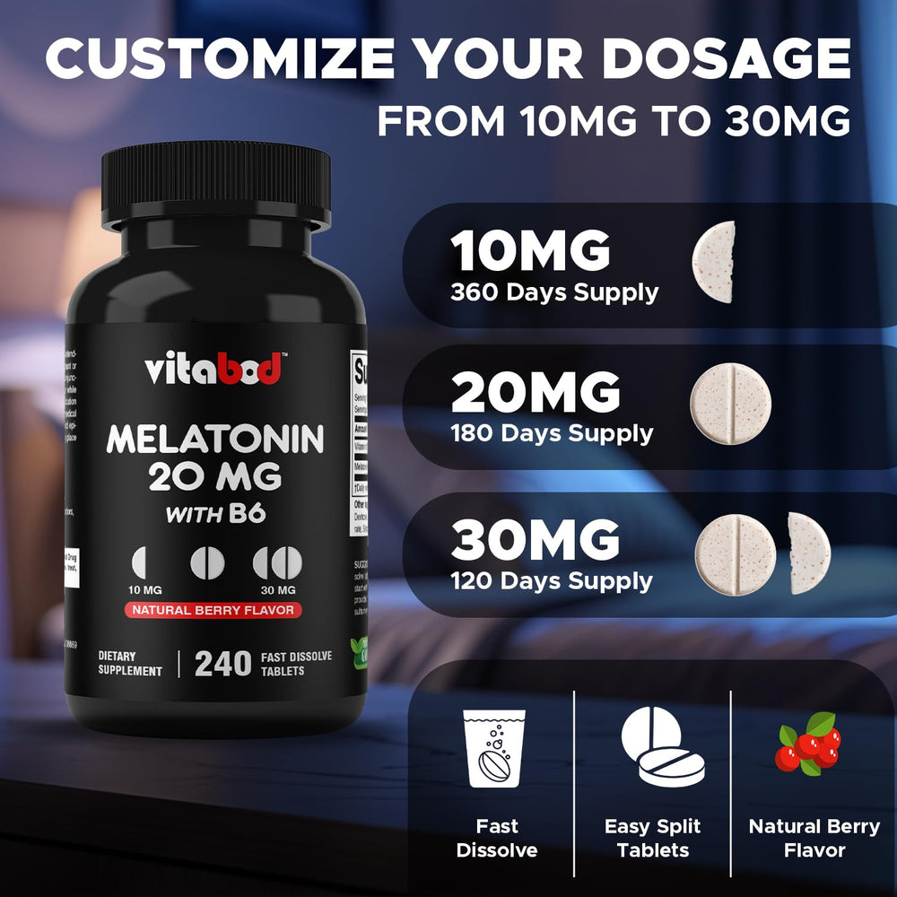 Vitabod Melatonin dissolves quickly on the tongue for night routines