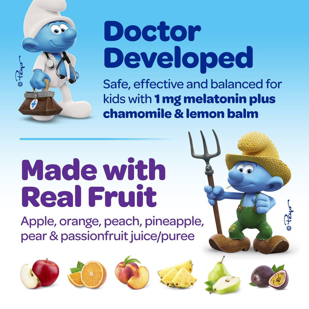 VITABURST Smurfs herbal blend image highlights chamomile and lemon balm.