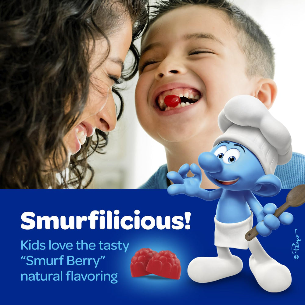 VITABURST Smurfs packaging front showcases playful design and clear usage guidance.