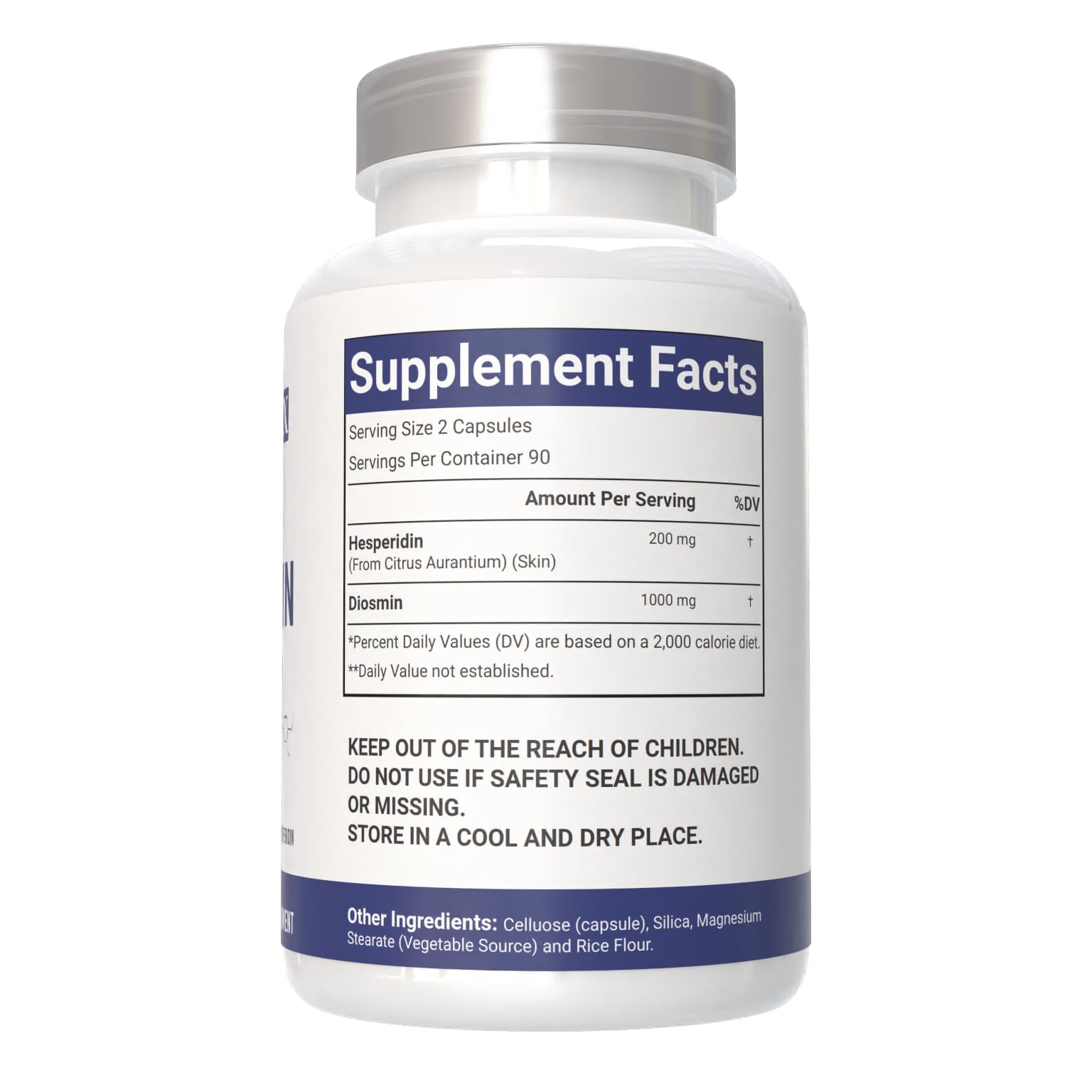 VitaCosmoX Diosmin Hesperidin 1200mg bottle with water; easy daily use.