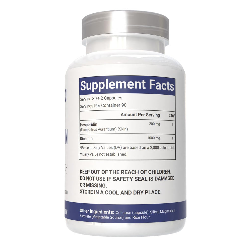 VitaCosmoX Diosmin Hesperidin 1200mg bottle with water; easy daily use.