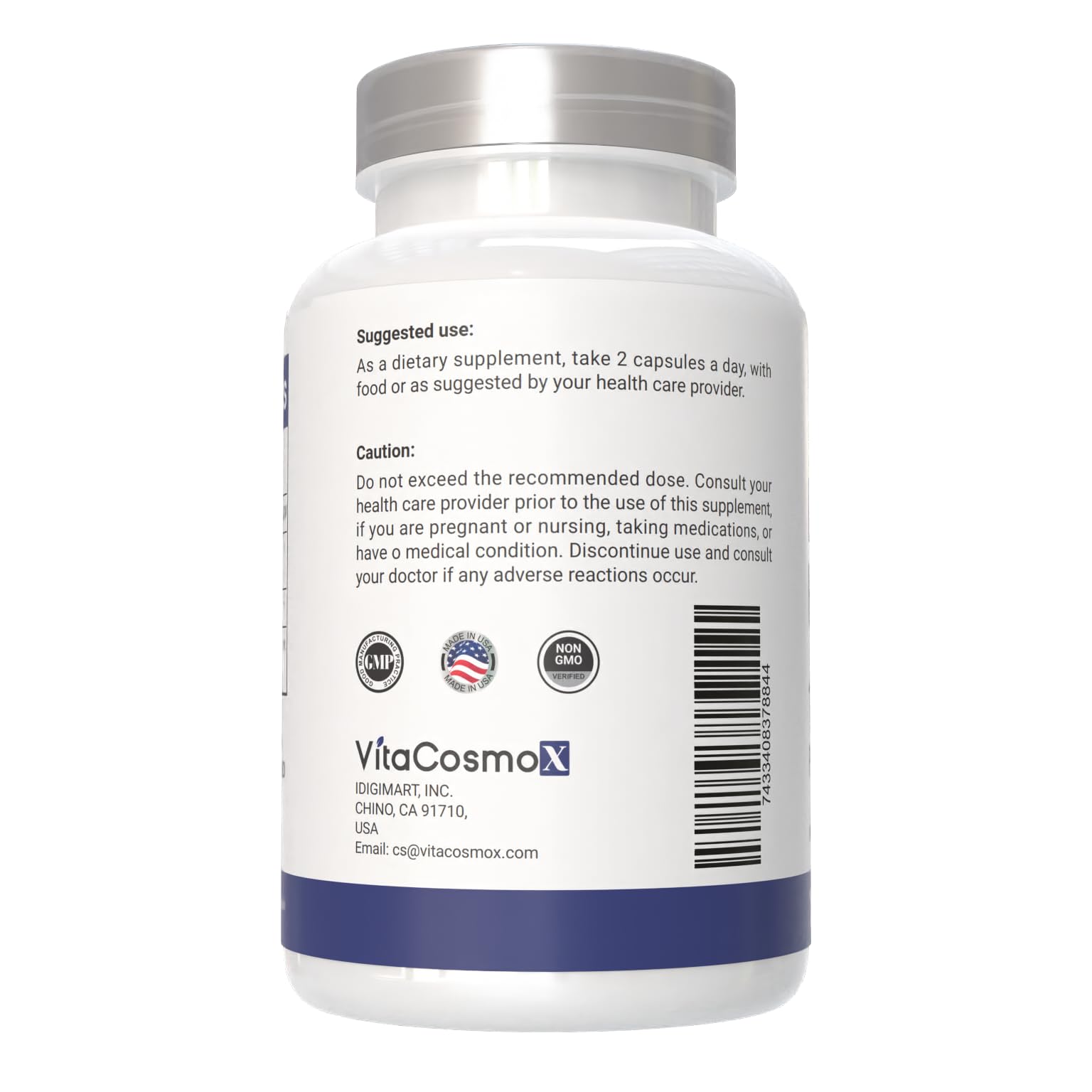 VitaCosmoX Diosmin Hesperidin 1200mg bottle; clean formula appeal.