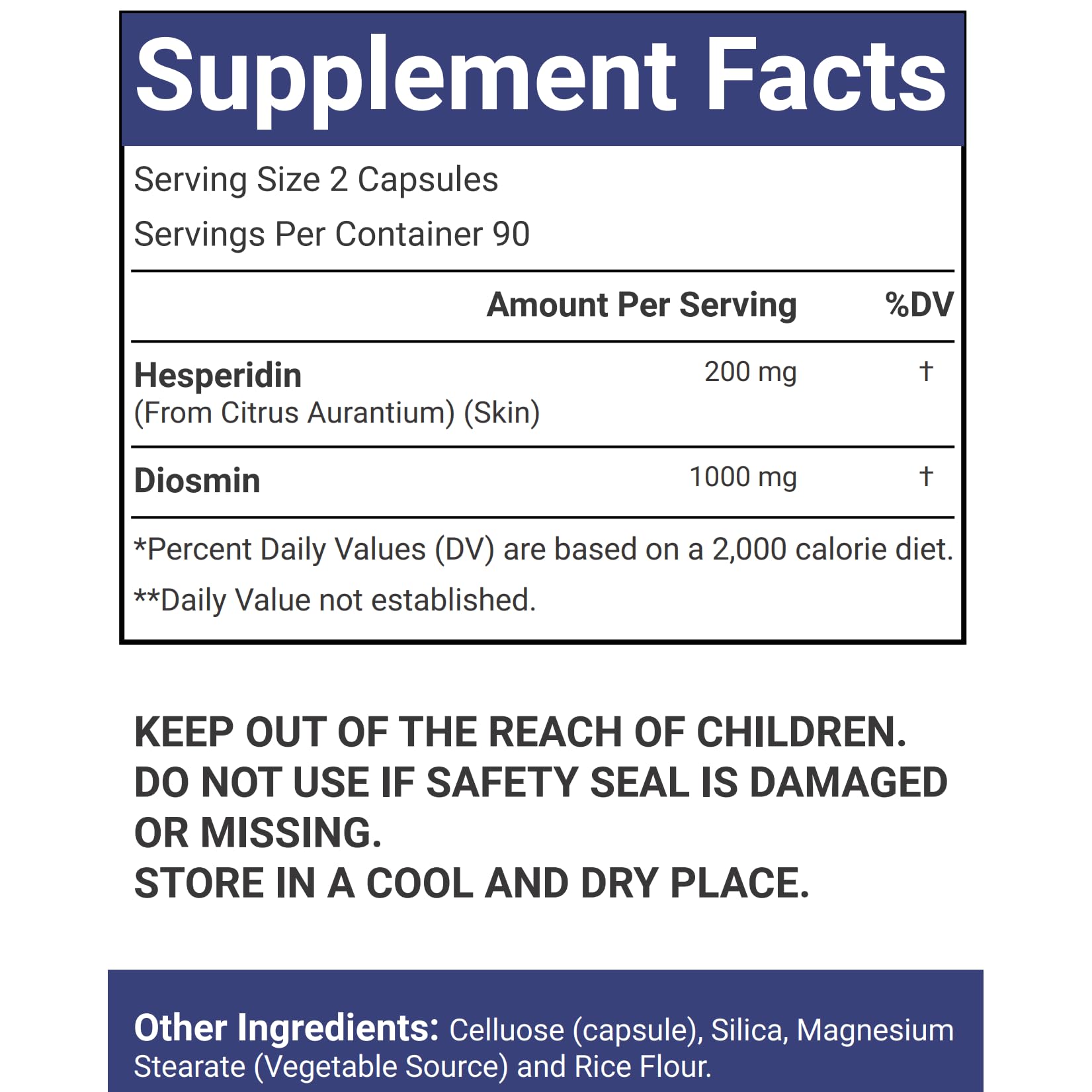 VitaCosmoX Diosmin Hesperidin 1200mg GMP-certified production label.