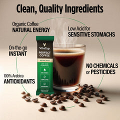 Pouring VitaCup coffee reveals smooth chocolatey notes with low acidity.