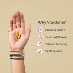 Vitadone bottle back shows ingredients and dosage for immune and mood support