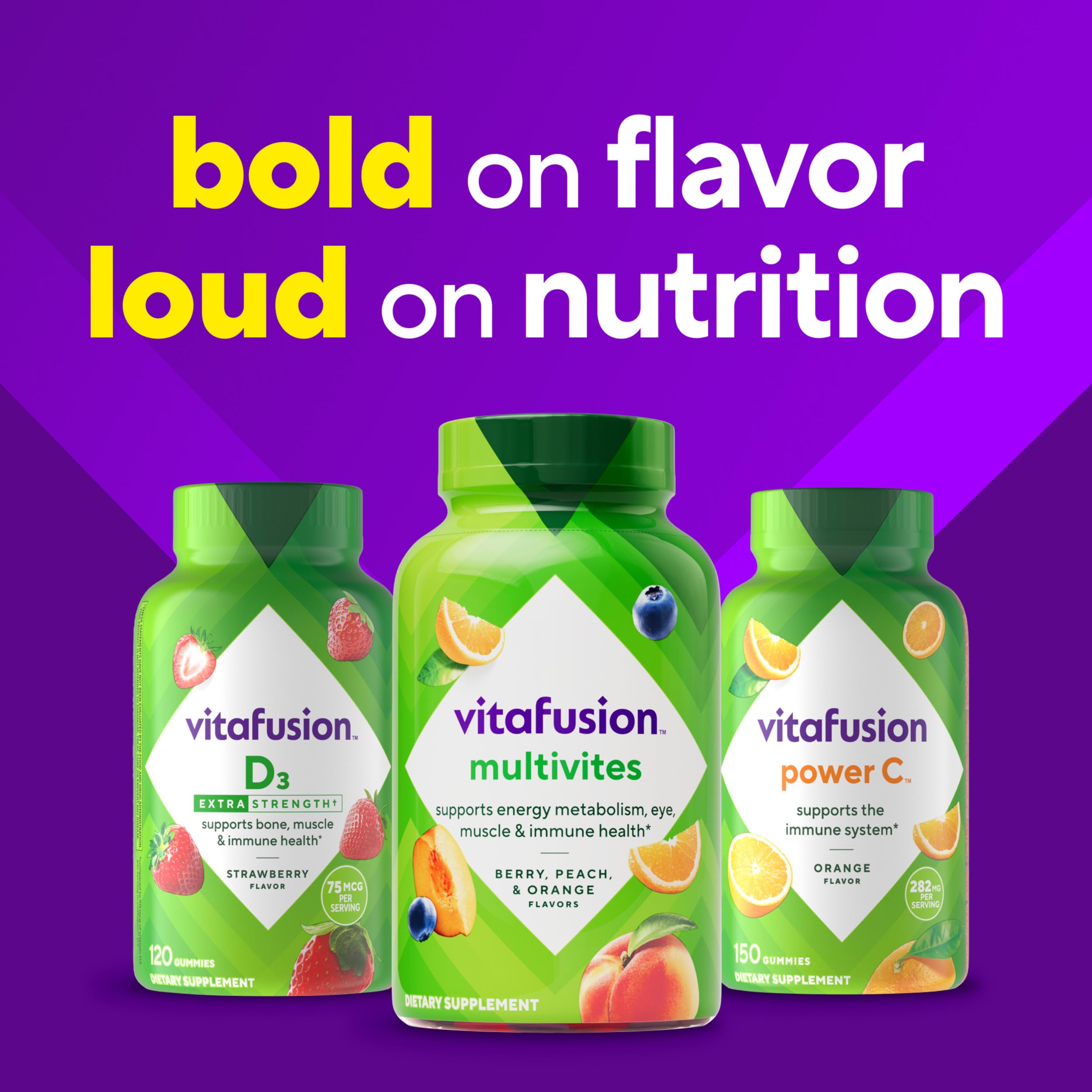 Label graphic notes 10% more vitamins A, C, and E for daily nutrition.