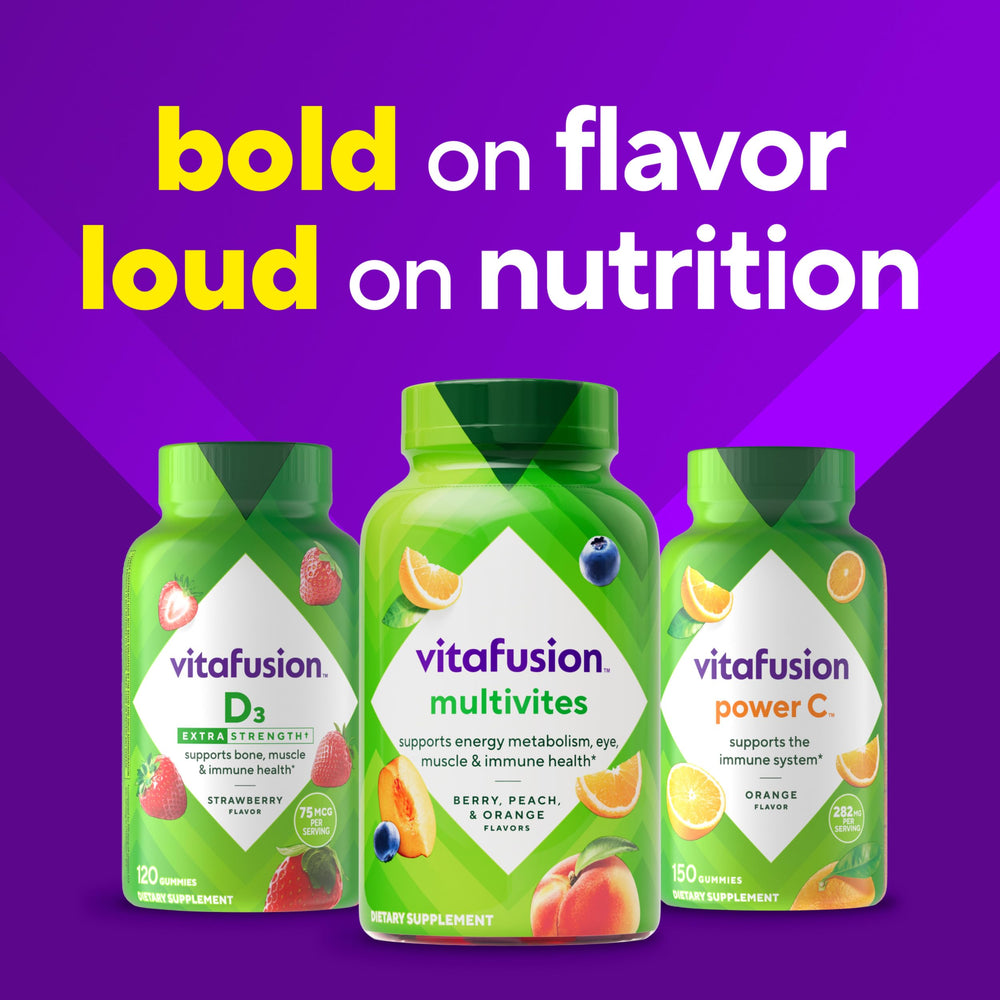 Label graphic notes 10% more vitamins A, C, and E for daily nutrition.
