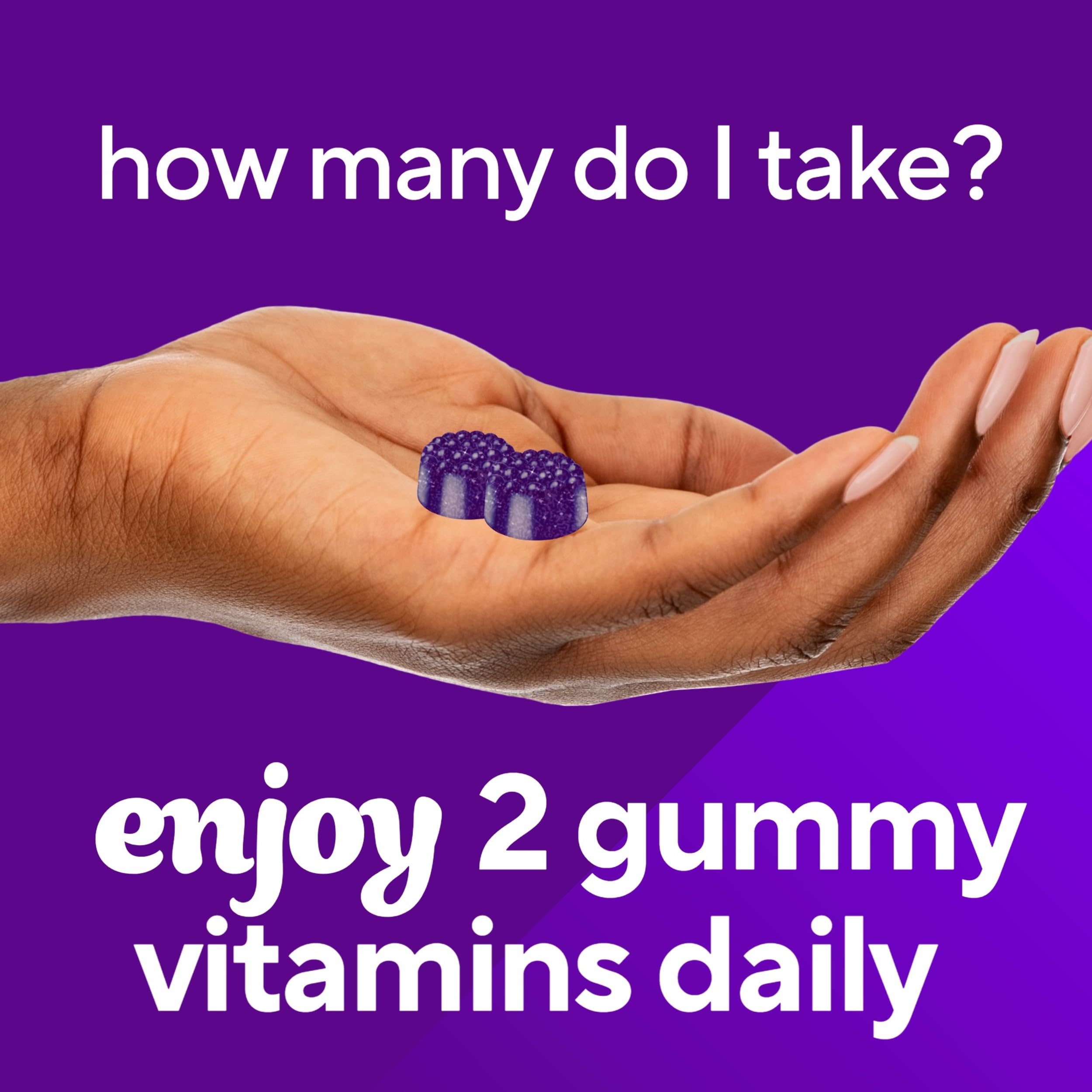 Vitafusion gummies with a serving dish illustrate a chewable daily option.