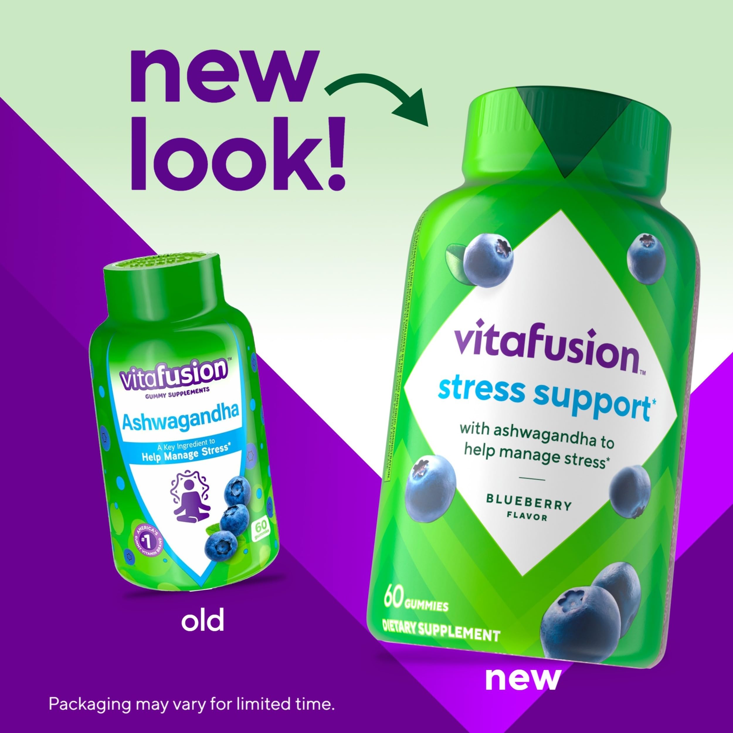 Vitafusion Ashwagandha gummies label highlights Sensoril 125 mg per serving.