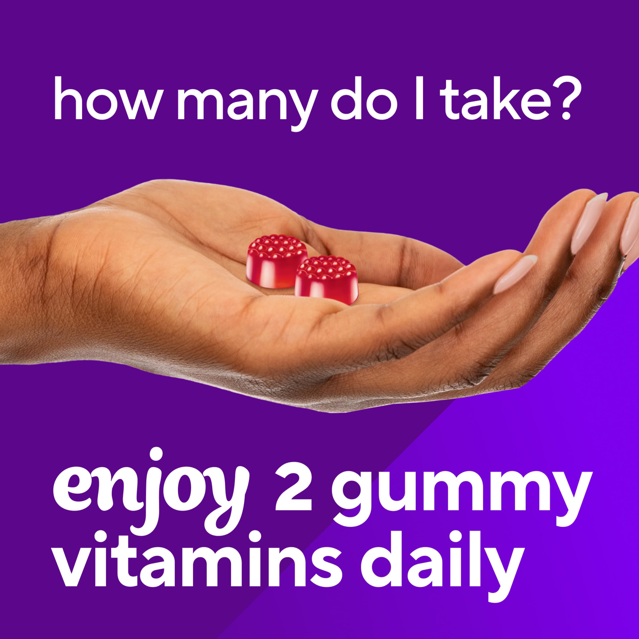 Vitafusion B12 gummy 1000 mcg text on bottle for high-potency.