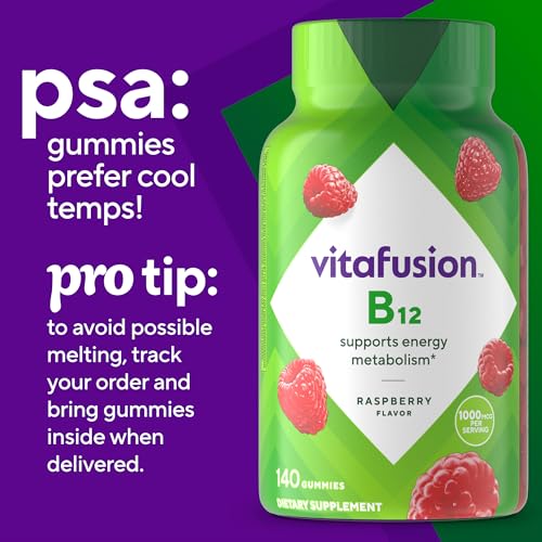 Vitafusion B12 gummy 70-day supply packaging illustrating value.