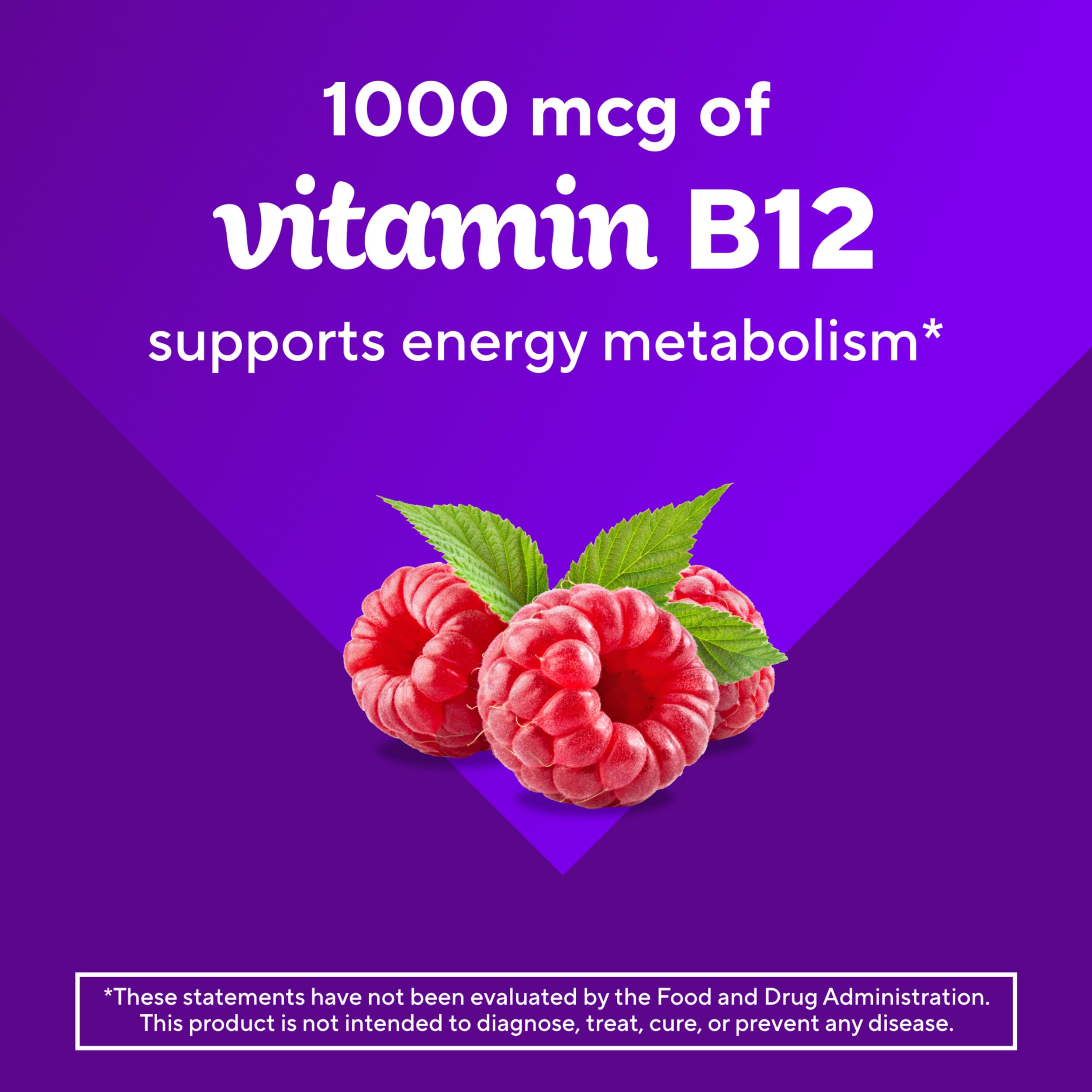 Vitafusion B12 bottle top view emphasizes easy daily use.