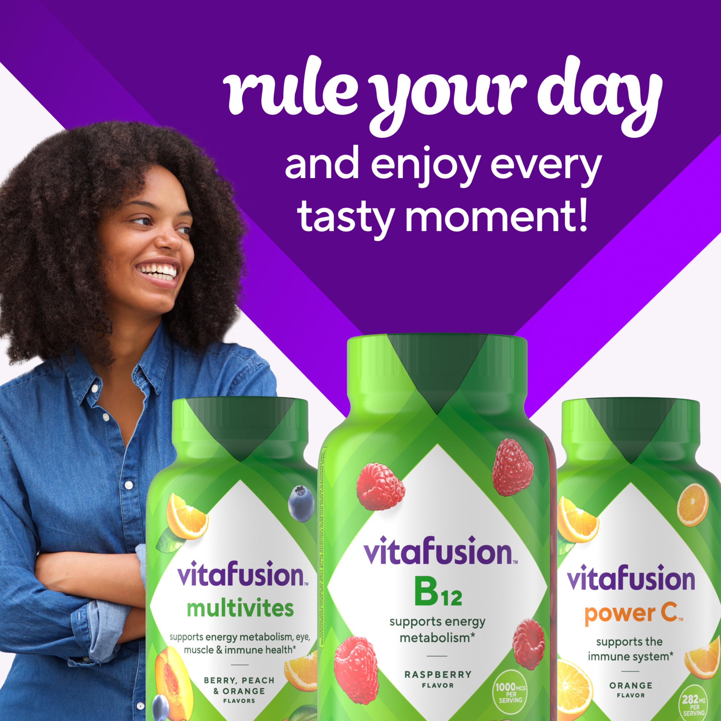 Vitafusion B12 gummy ChefsBest award badge on packaging for taste.