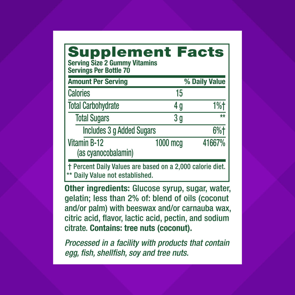 Vitafusion B12 gummy raspberry close-up highlighting chewy texture and flavor.