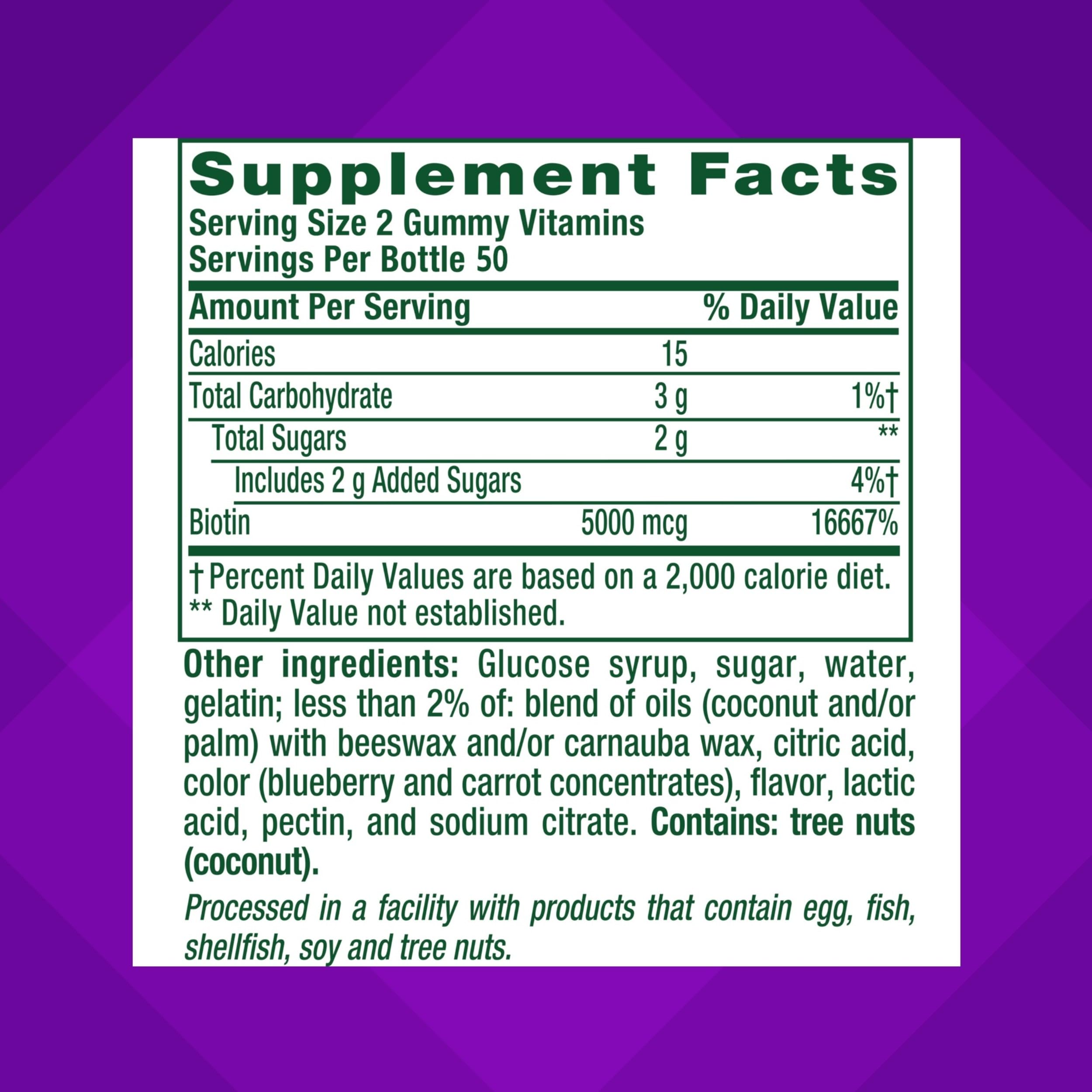 Vitafusion Biotin gummies berry taste, enjoyable daily snack.