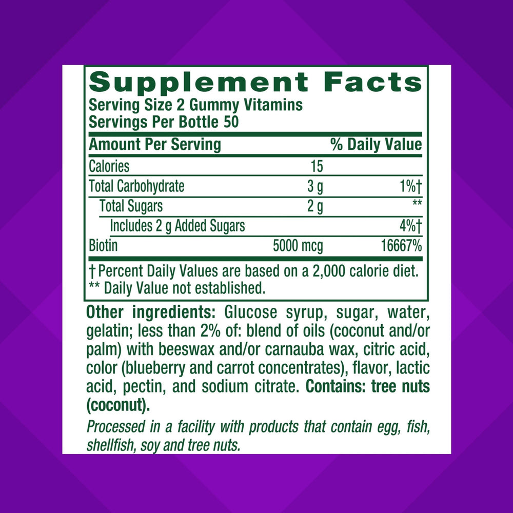 Vitafusion Biotin gummies berry taste, enjoyable daily snack.