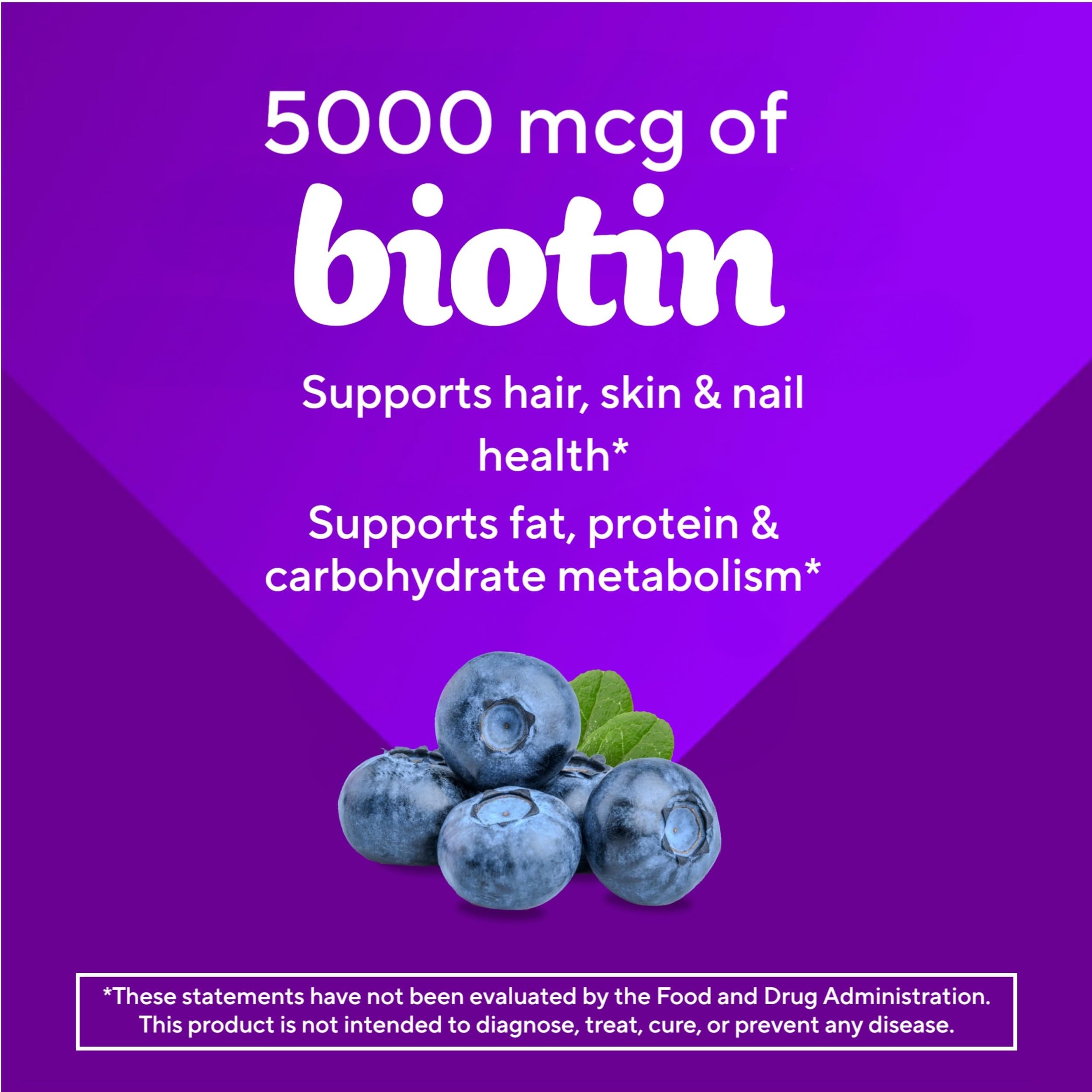 Vitafusion Biotin gummies, gluten-free and dairy-free daily supplement.