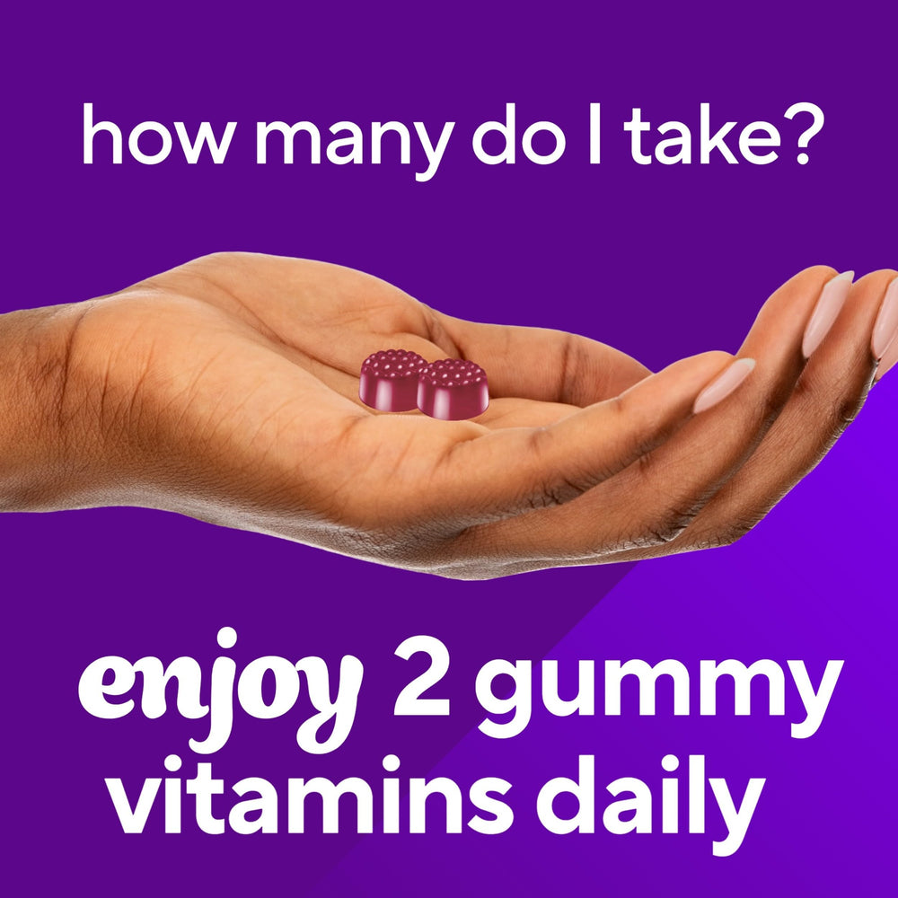 Gummies on pantry shelf, convenient daily use with Vitafusion Biotin.