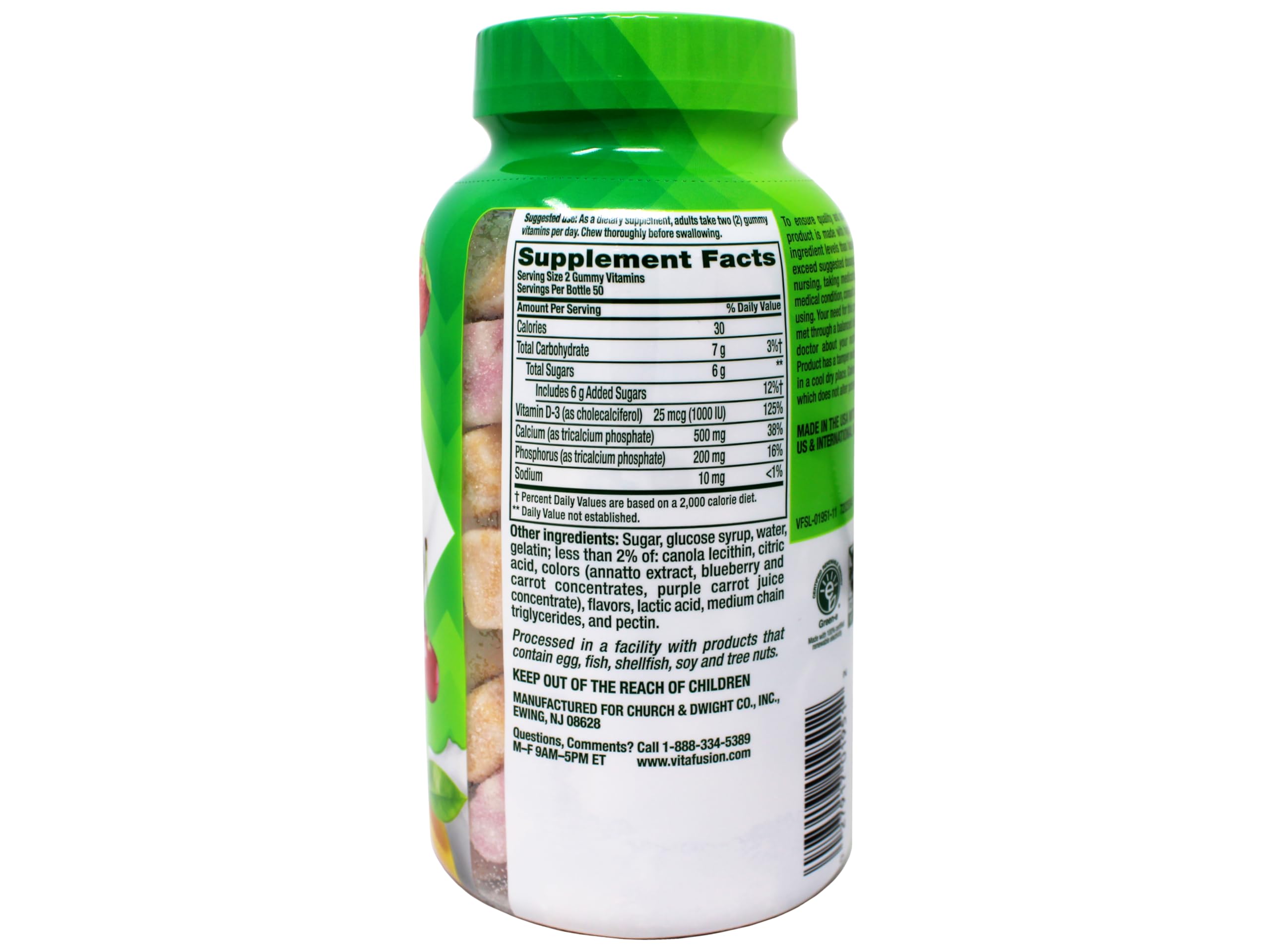 Vitafusion calcium gummies pack of 2 bottles on shelf for easy stocking