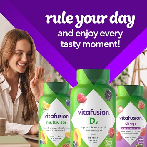 Vitafusion Vitamin D3 Gummies gluten-free and dairy-free formula supporting dietary needs.