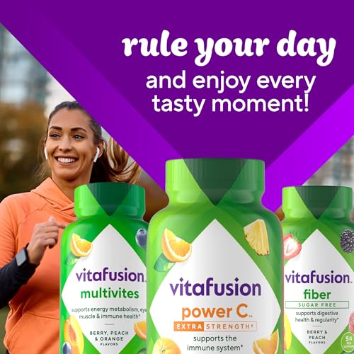 Vitafusion daily dose reminder with gummies in view.
