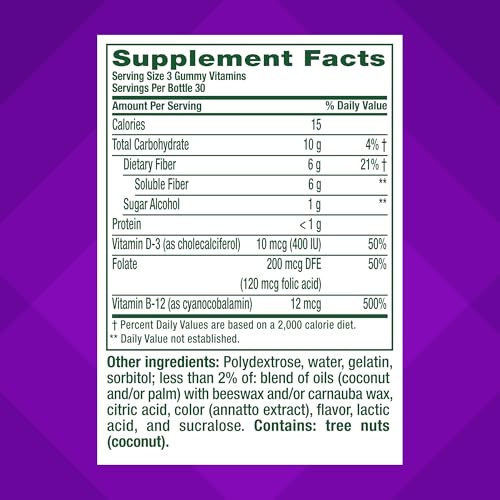 Vitafusion GLP-1 Support gummies highlight 6g fiber per serving.