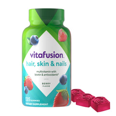 Vitafusion Gorgeous bottle with hair-skin-nails gummies for daily beauty support.