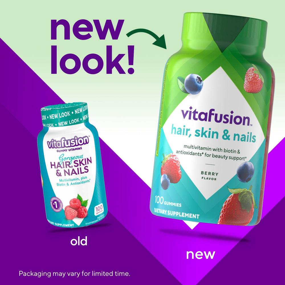 Vitafusion Gorgeous Hair Skin Nails gummies close-up with chewy texture