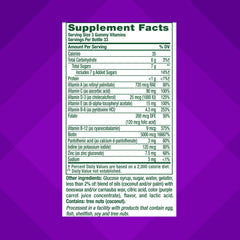 Vitafusion Gorgeous Hair Skin Nails ingredients panel highlighting biotin and antioxidants