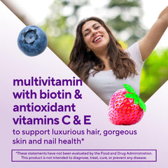 Vitafusion Gorgeous three-gummy serving supports daily beauty routine.
