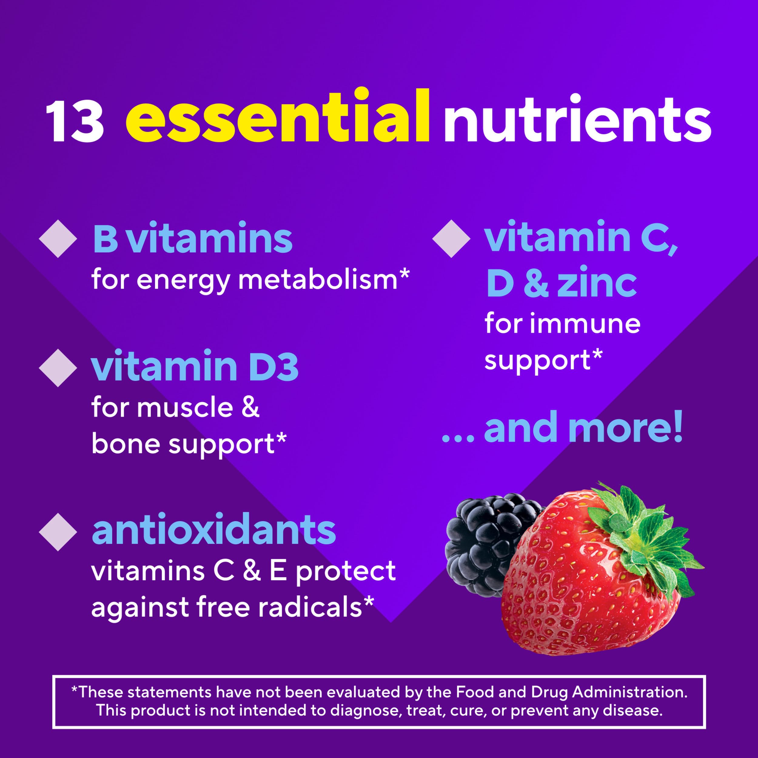 Vitafusion label shows no gluten, dairy, artificial dyes