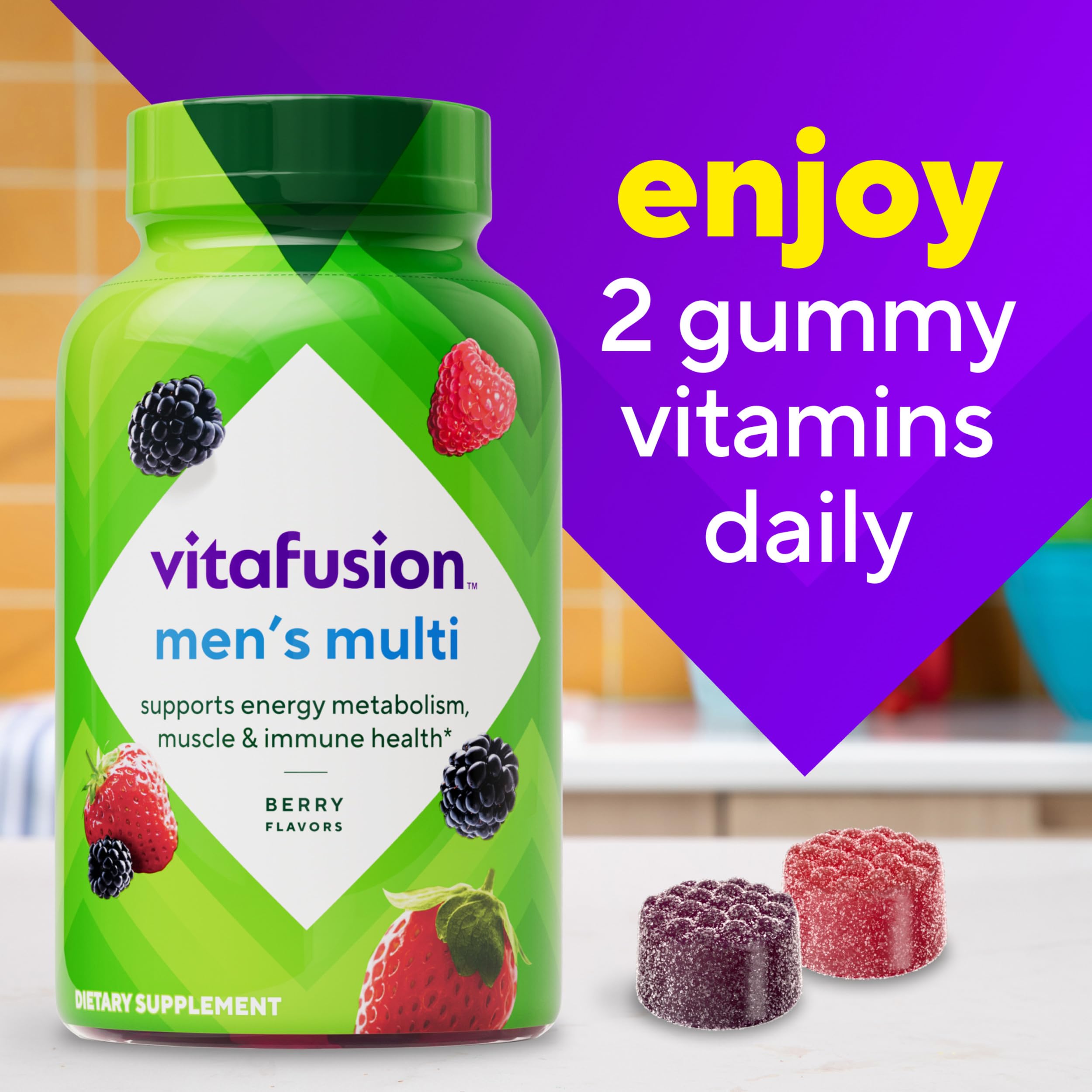 Person taking gummies as part of a morning routine