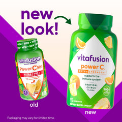 Vitafusion Power C gummies tropical flavor close-up of chews.