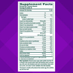 Vitafusion Power+ Men’s Multi serving three gummies demonstrates tasty, easy daily nutrition.