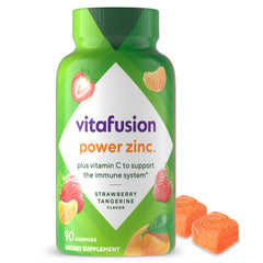 Vitafusion Power Zinc bottle front for convenient daily immune support.