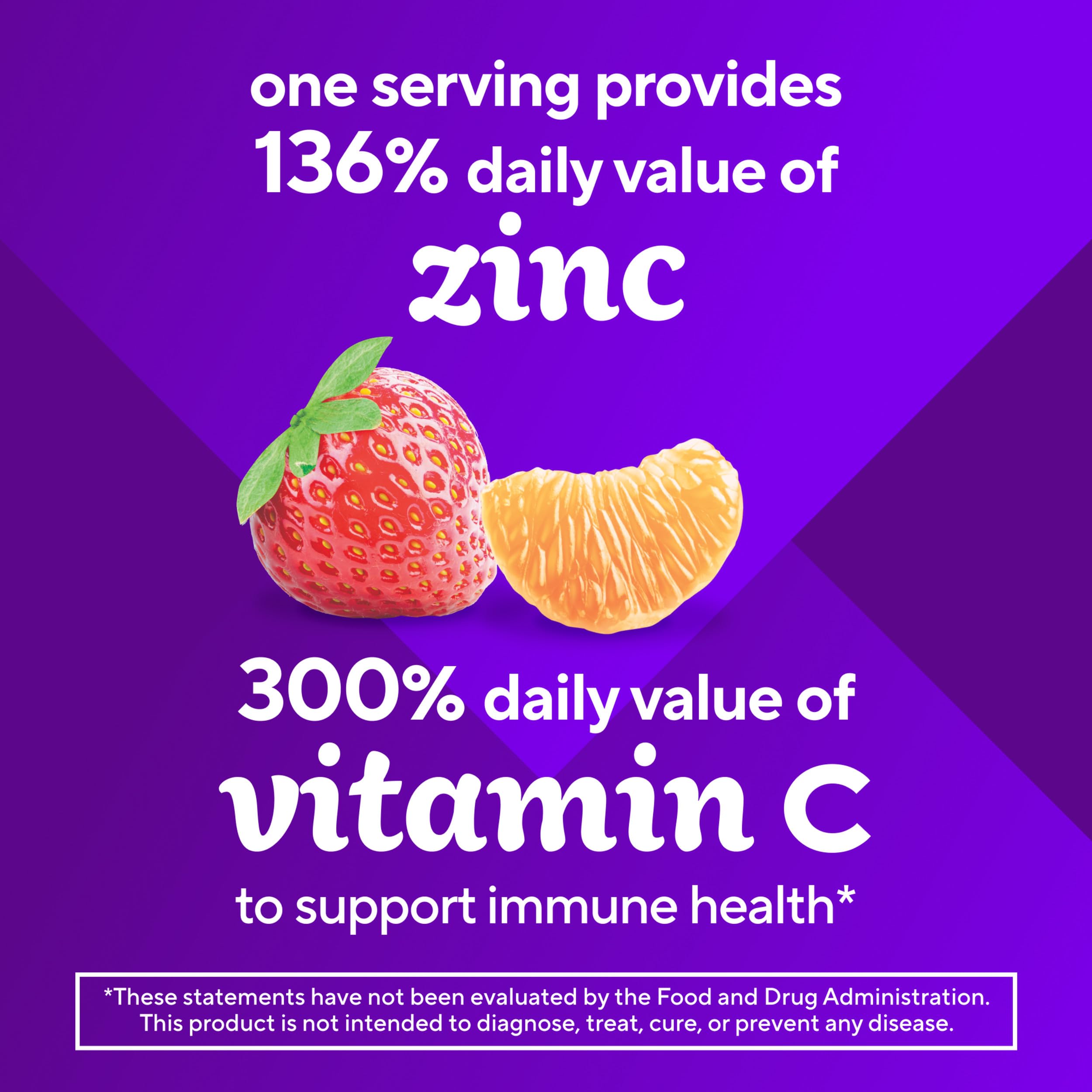 Packaging label highlights ingredients for Vitafusion Power Zinc.
