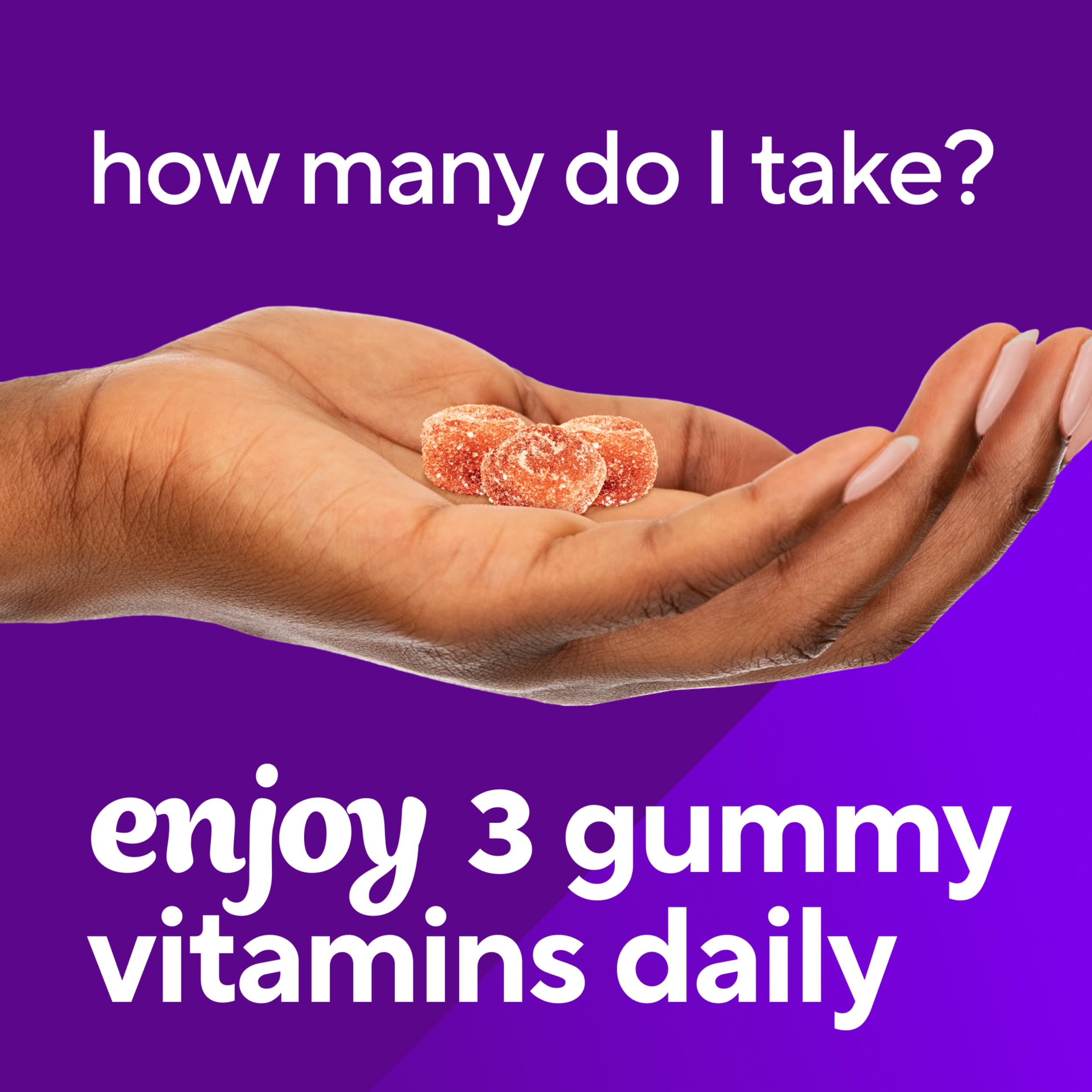 Packaging highlights Vitafusion Zinc and Vitamin C ingredients.