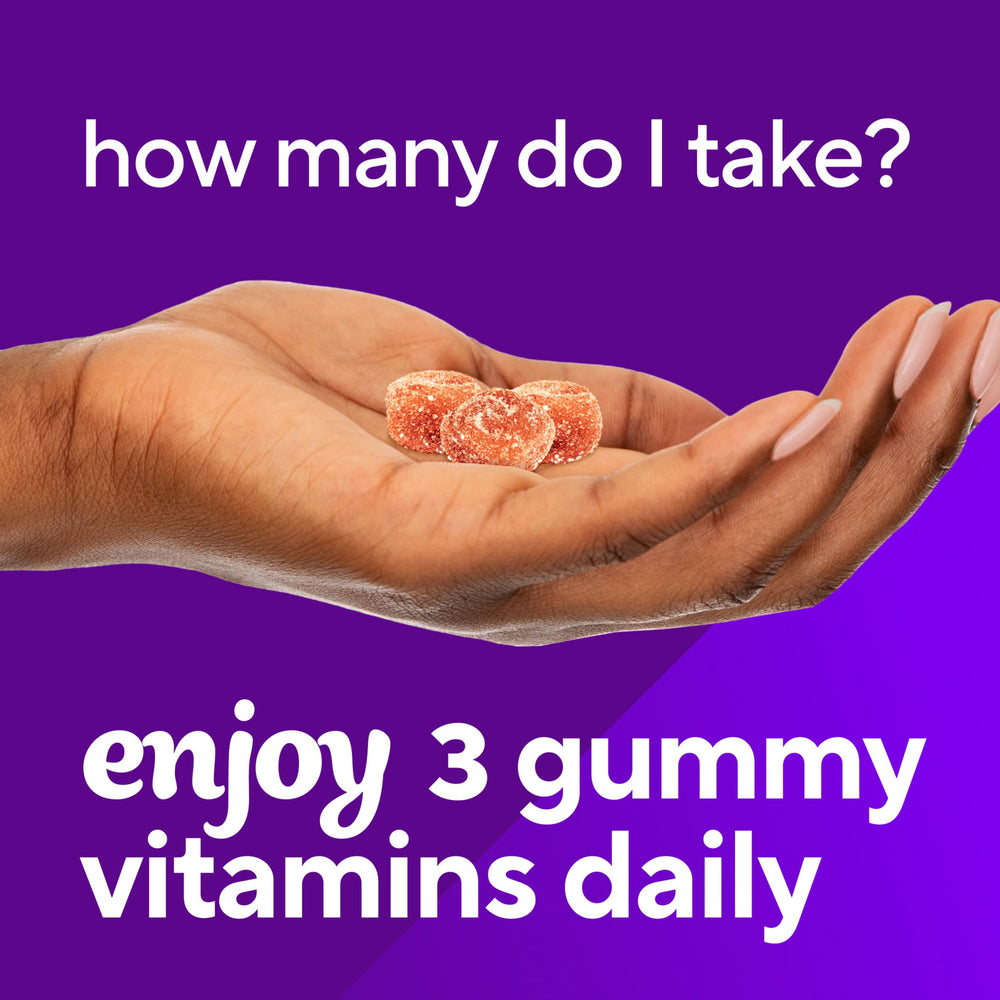 Packaging highlights Vitafusion Zinc and Vitamin C ingredients.
