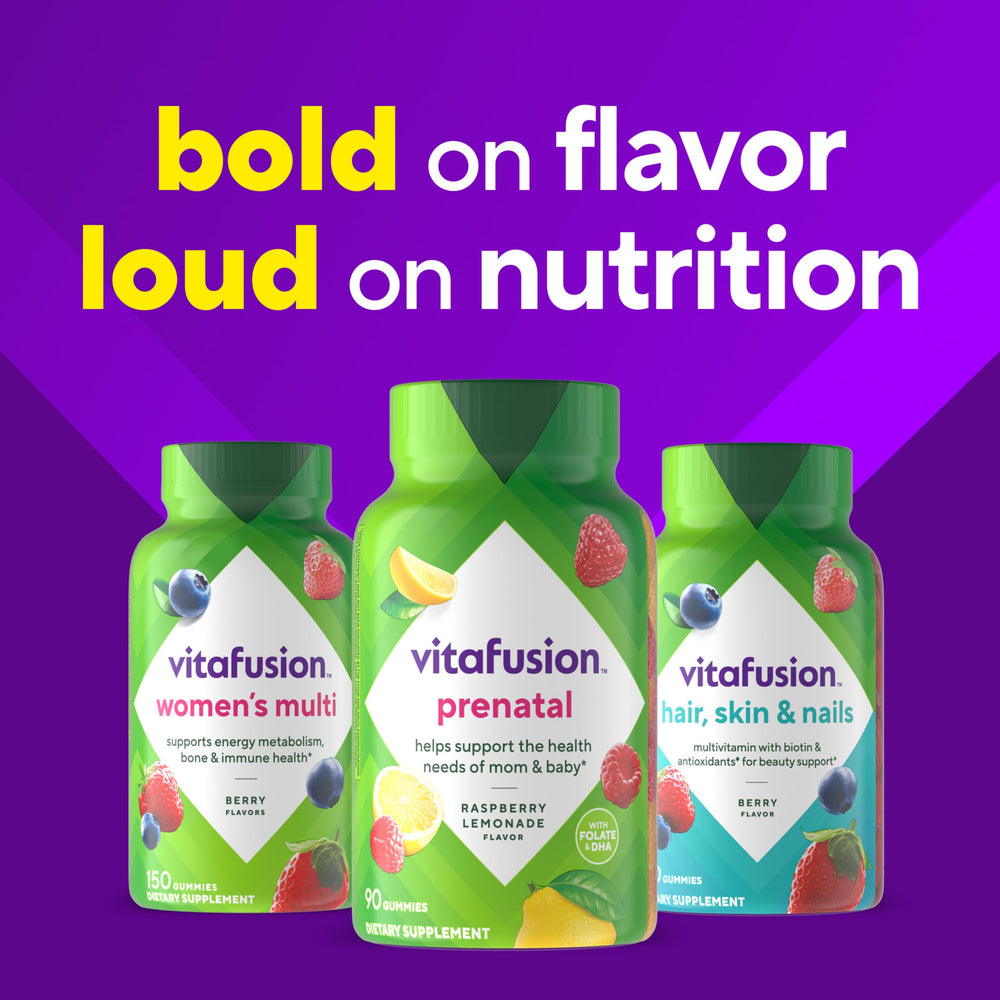90-count bottle of Vitafusion Prenatal Gummies ready for delivery