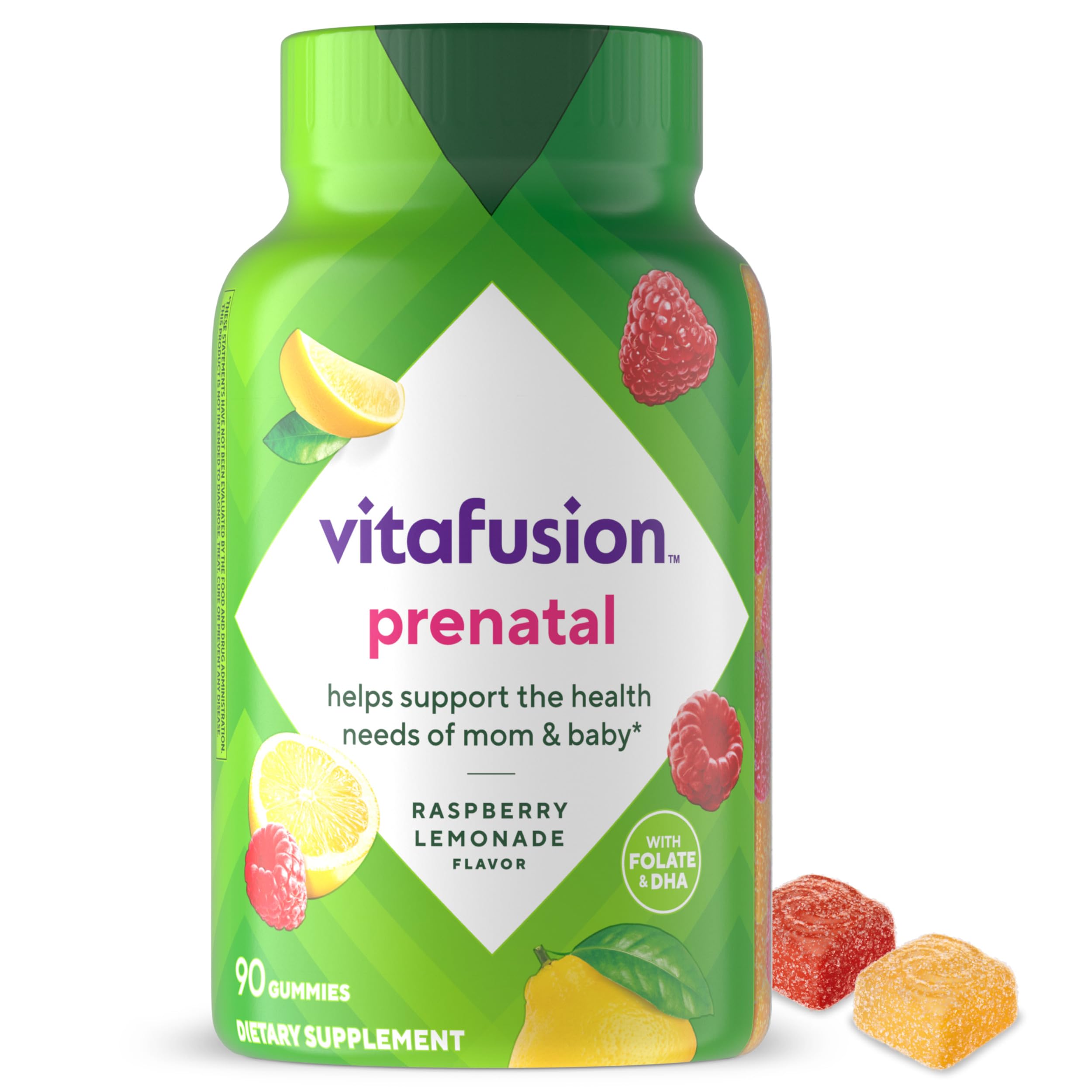 Vitafusion PreNatal Gummies Raspberry Lemonade bottle for easy daily prenatal support