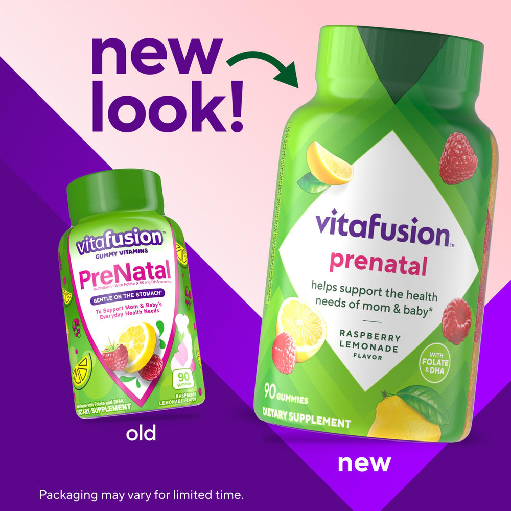 Two Vitafusion PreNatal Gummies per serving illustrating easy daily dosage