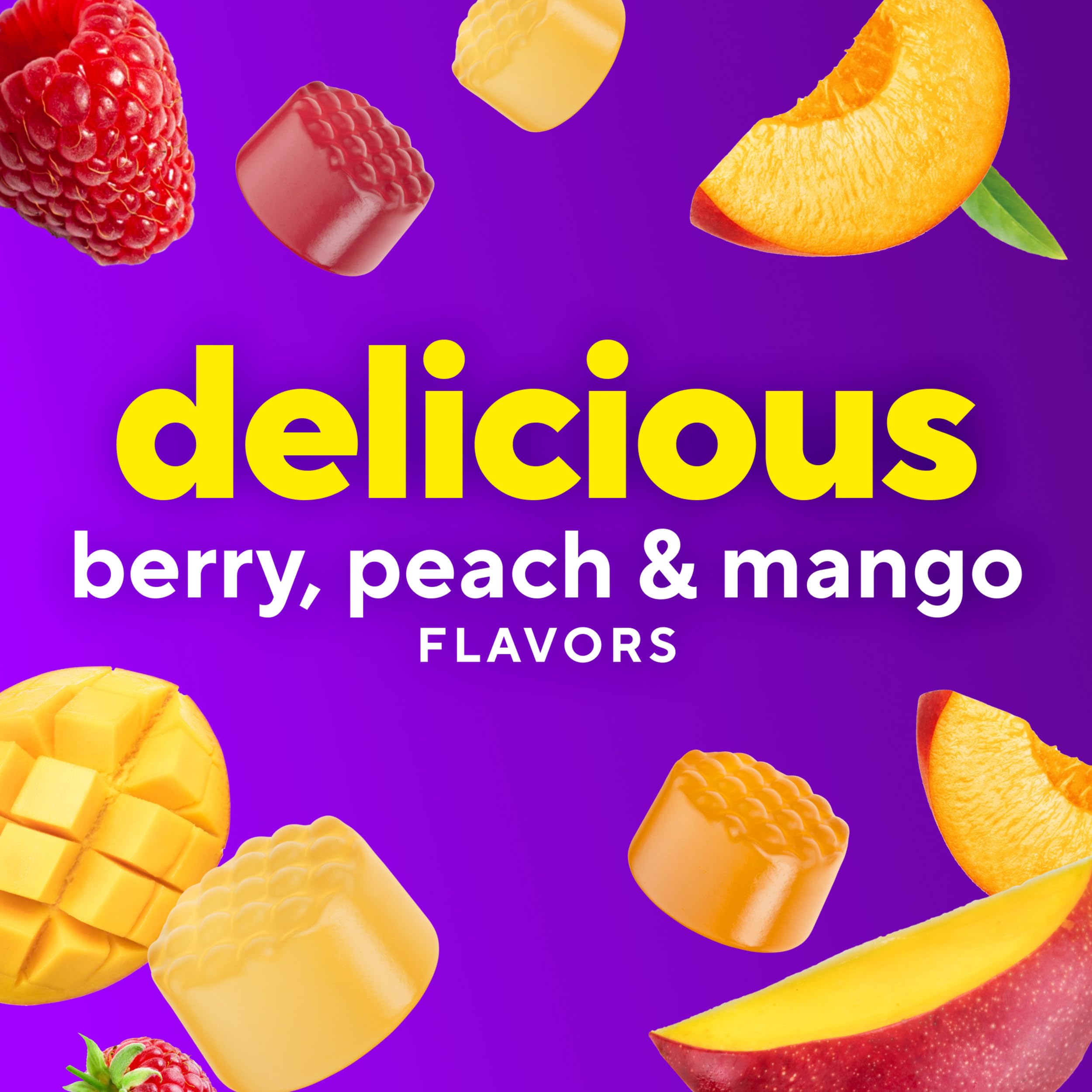 Dairy-free Vitafusion probiotic gummies suitable for dairy-free diets.