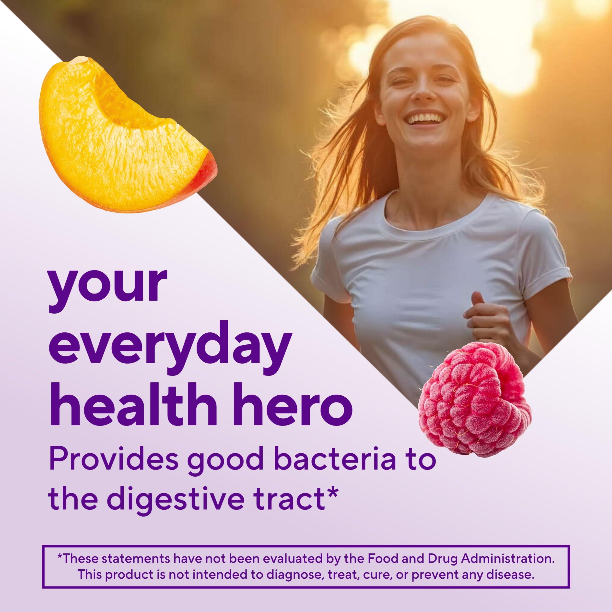 Vitafusion probiotic gummies mango bottle delivering tropical flavor for easy daily use.