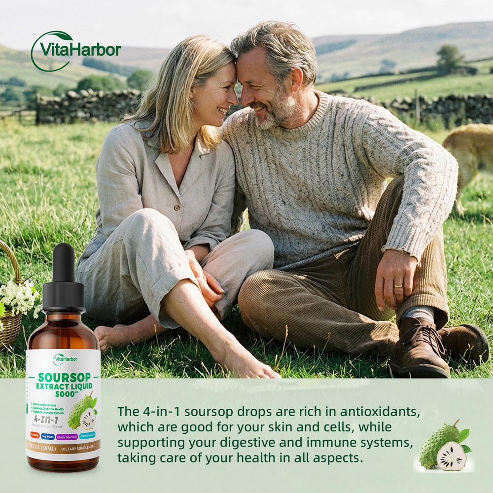 VitaHarbor 4-in-1 Soursop Bitters ingredients list emphasizes daily wellness.