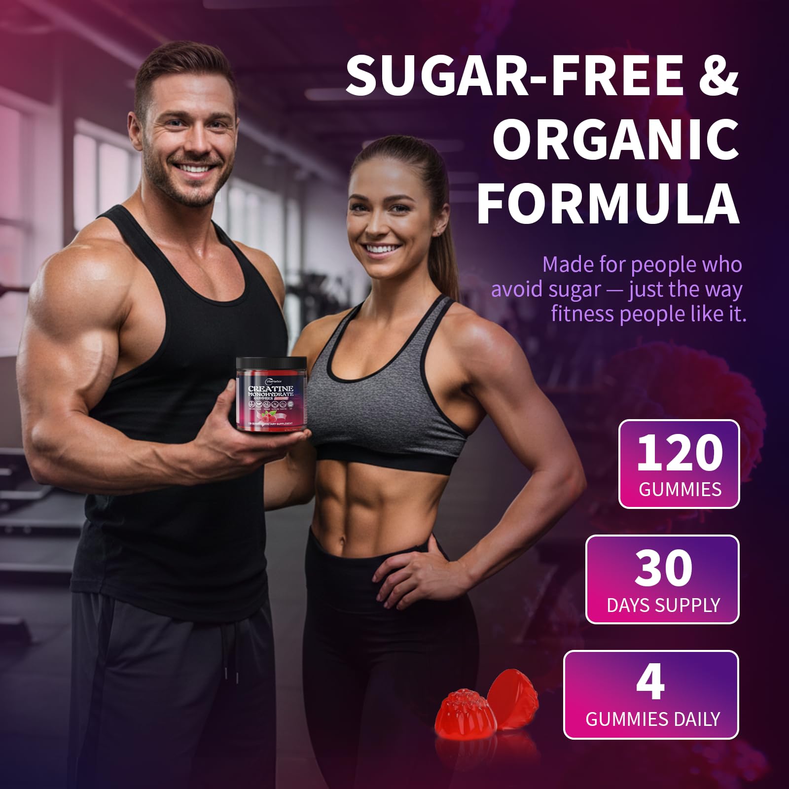 VitaHarbor Active Lifestyle Gummies with bottle showcasing convenient daily supplement choice.