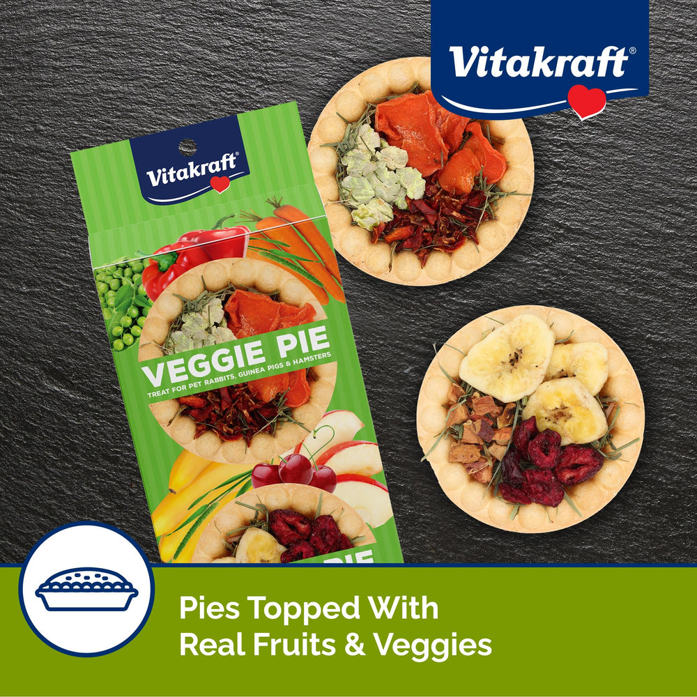 Vitakraft Veggie & Fruity Pie Treat dried fruit toppings close-up.