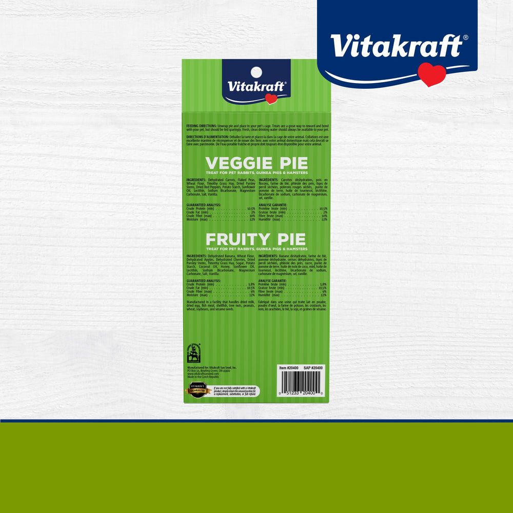 Vitakraft Veggie & Fruity Pie Treat two pies in pack.