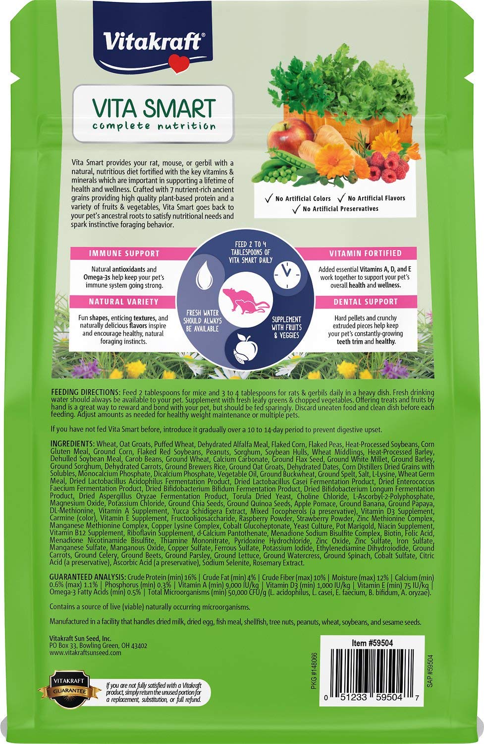Vitakraft Vita Smart: fruits et légumes variés pour une alimentation colorée