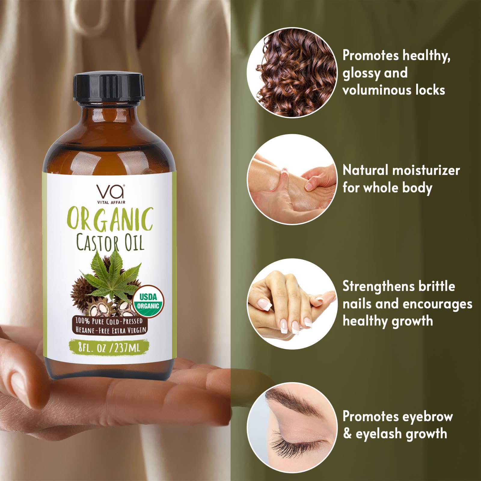 VITAL AFFAIR Castor Oil nourishes nails for a smoother finish.