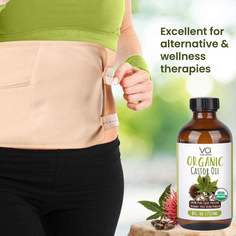 VITAL AFFAIR Castor Oil used on hair for conditioning and shine.